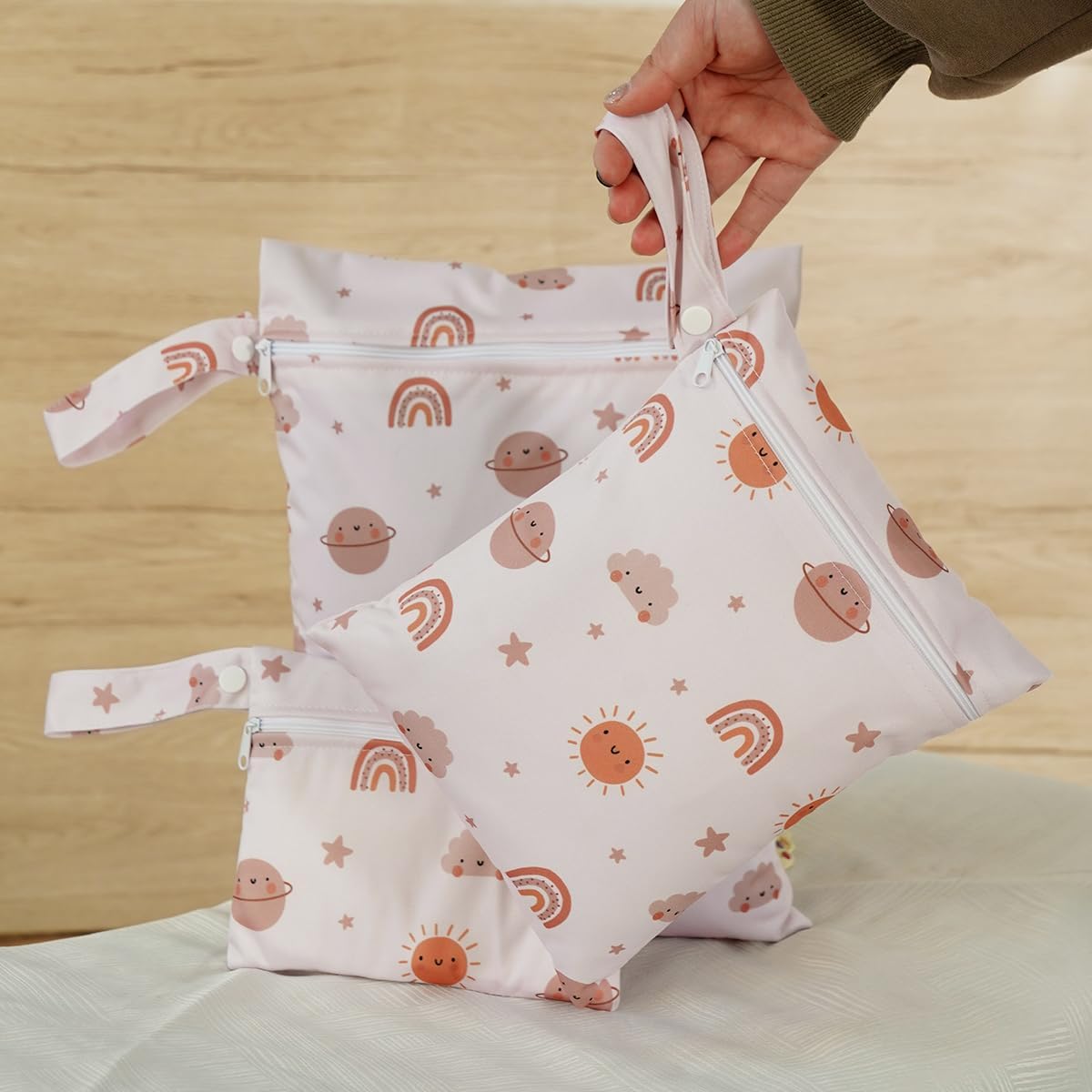 Happy Flute 3 Set Wet Bag Storage Bag Zipper Waterproof Washable Travel Bags, Beach, Pool, Gym Bag for Cloth Diaper, Swimsuits & Wet Clothes(EF612)