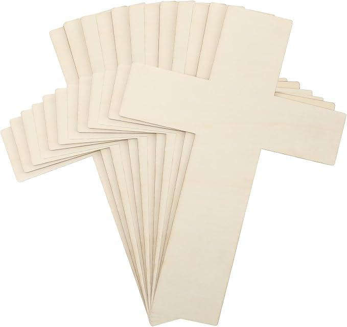 Anglechic 12 Pcs Wooden Cross Craft 12 Inch Wood Crosses