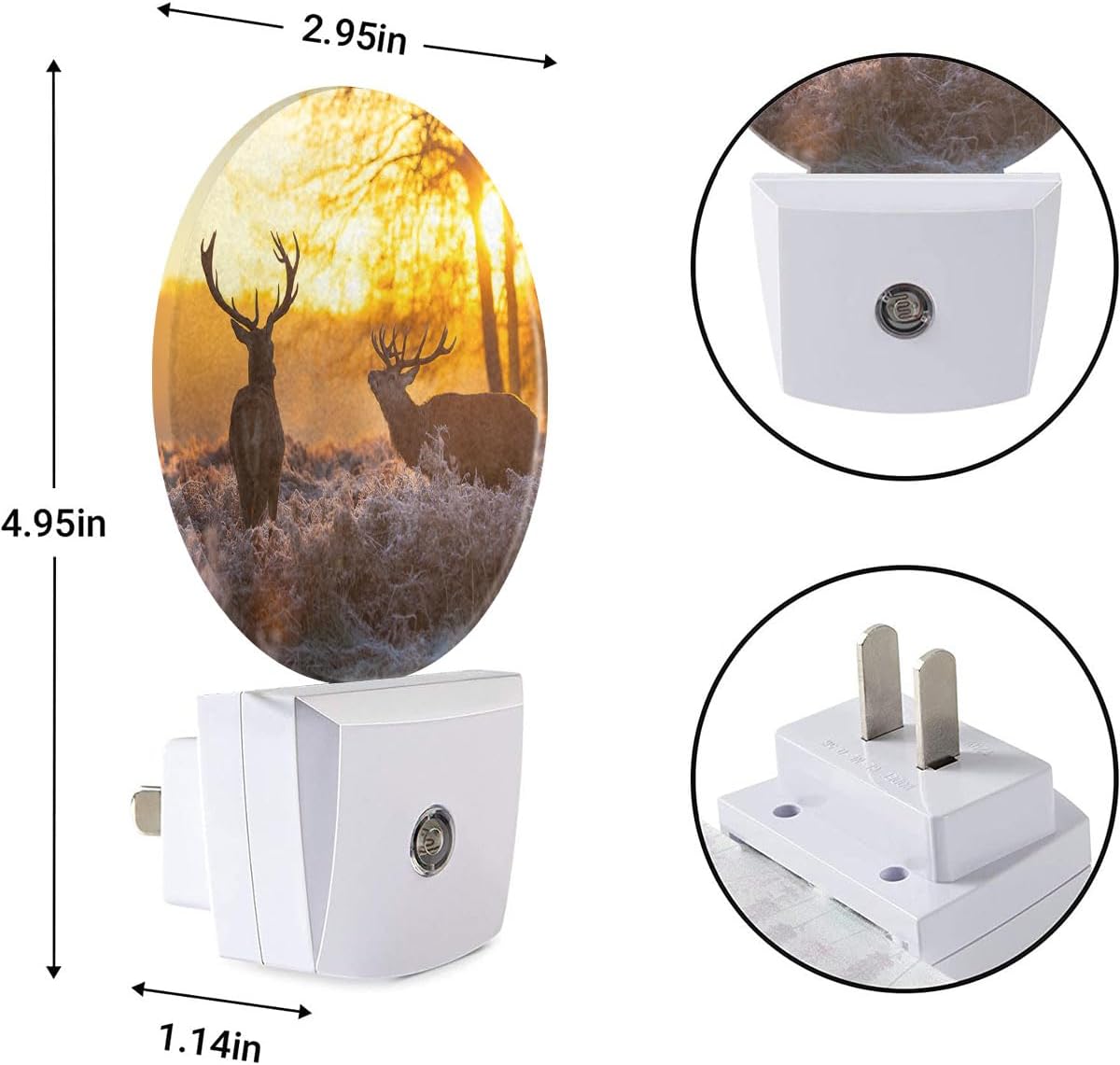 EKOBLA Deer Night Lights Plug into Wall Deer Elk Animals River Creek Autumn Woods Night Light with Dusk to Dawn Sensor LED Lamp for Men Women Boys Girls