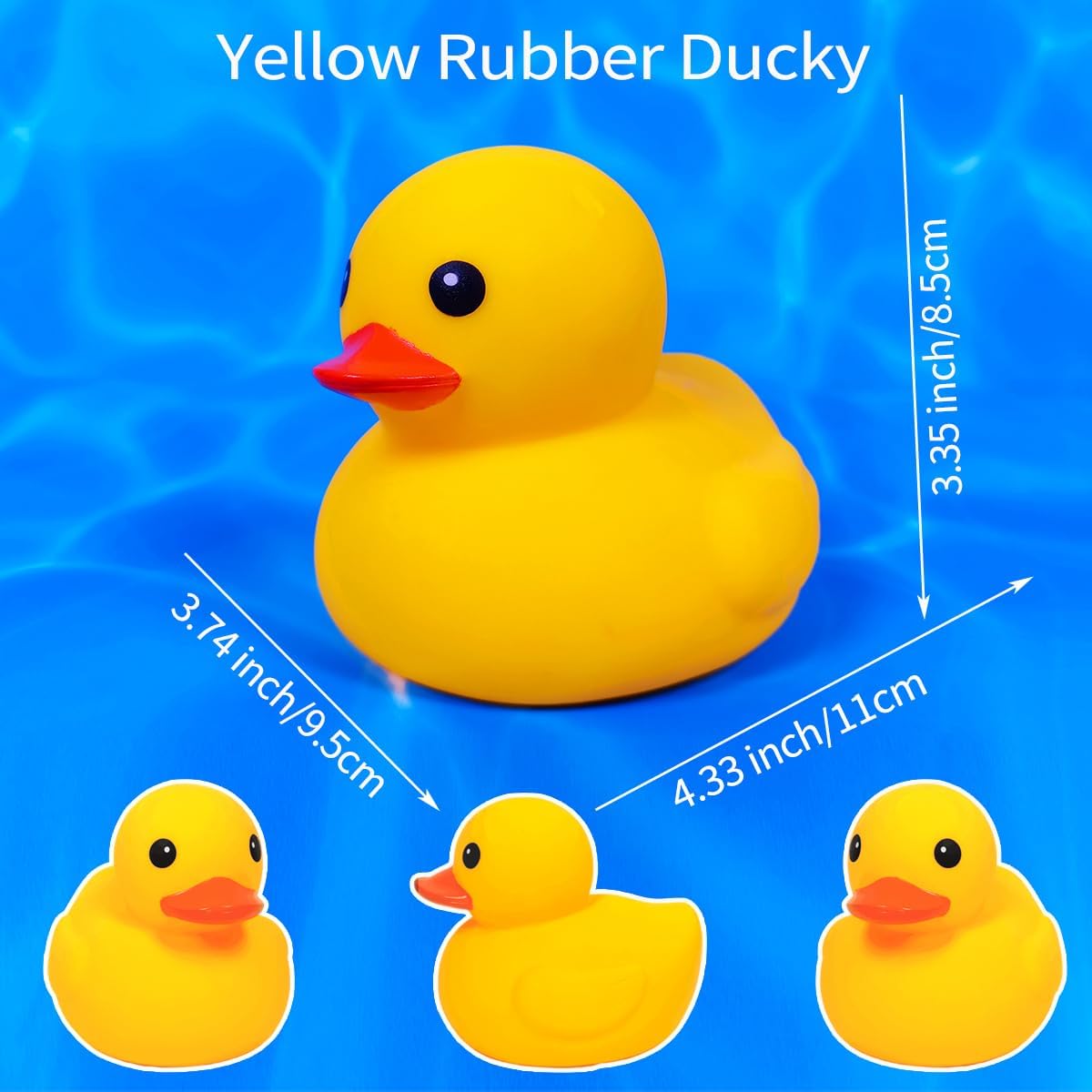 4.3 Inch 20 Pcs Kalafona Rubber Bathtub Duck/Duckie Waterproof No 'Bebe' No Hole Funny Bath Swimming Pool Toy Without Hole for Kids Birthday Party Favor Home Decor
