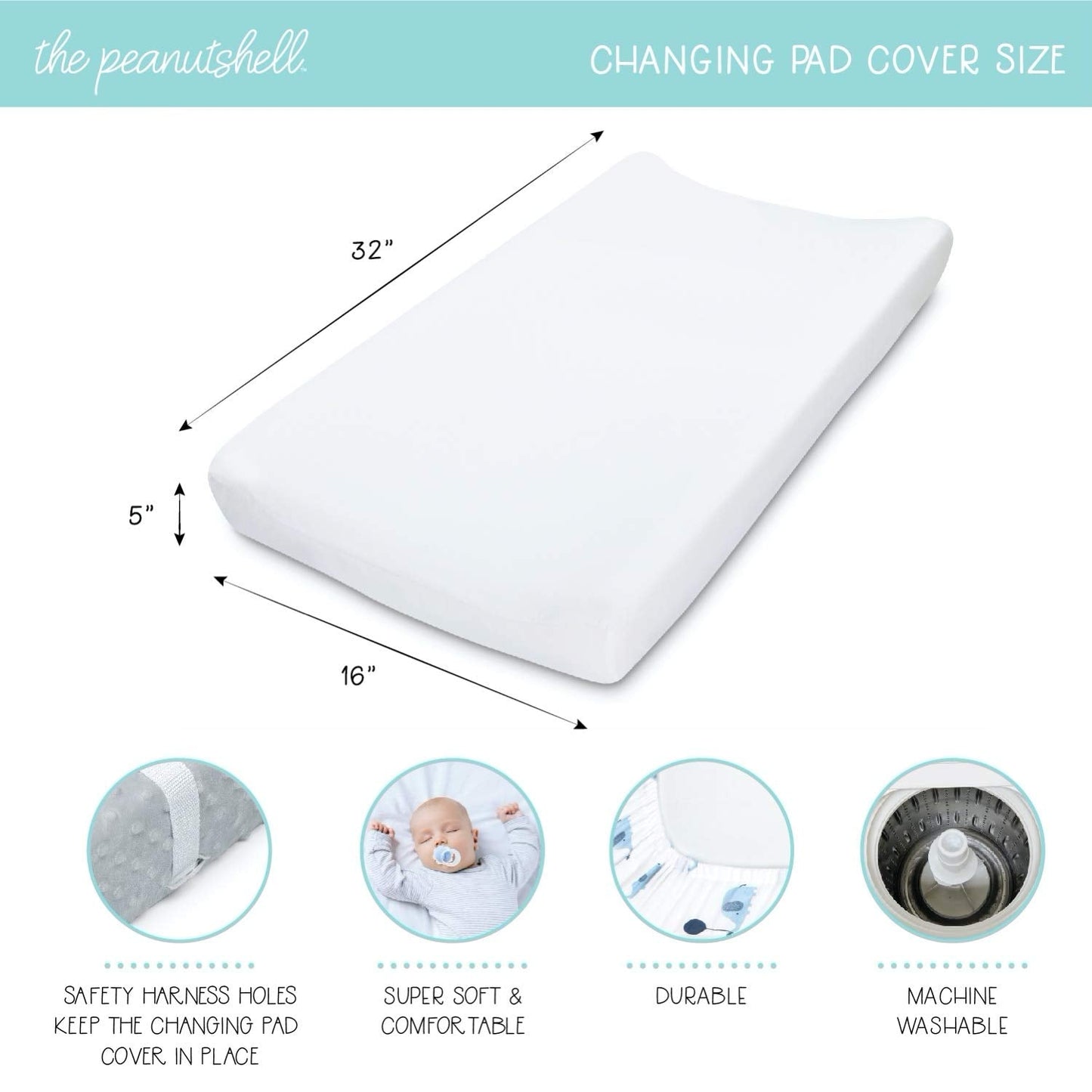 The Peanutshell Baby Girl or Boy Changing Pad Covers Set of 2 - Ultra Soft, Plush Baby Cover - Fits Standard Changing Table Pads, Durable, Machine Washable Sheets - Grey & White Minky