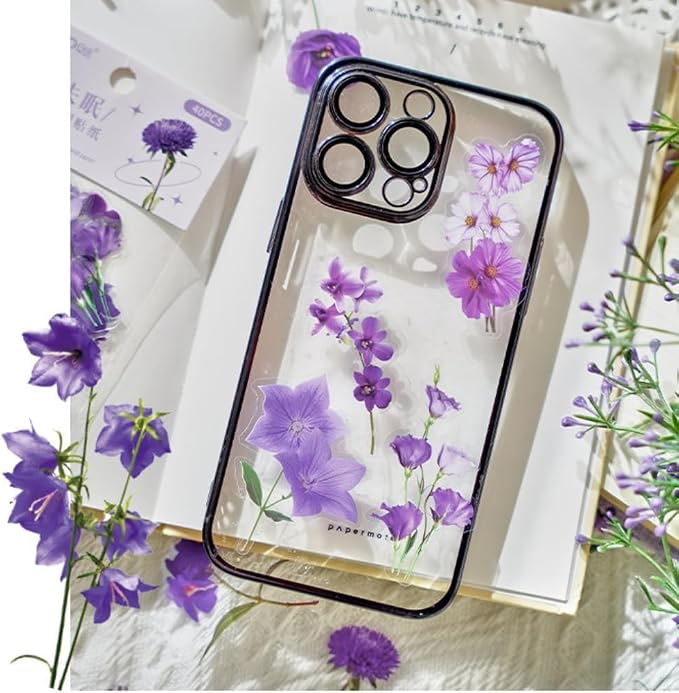Transparent Pressed Flower Stickers 320 PCS-Dried Resin Leaves- Floral