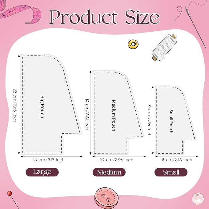 TXIN Set of 3 Purse Bag Pattern Template