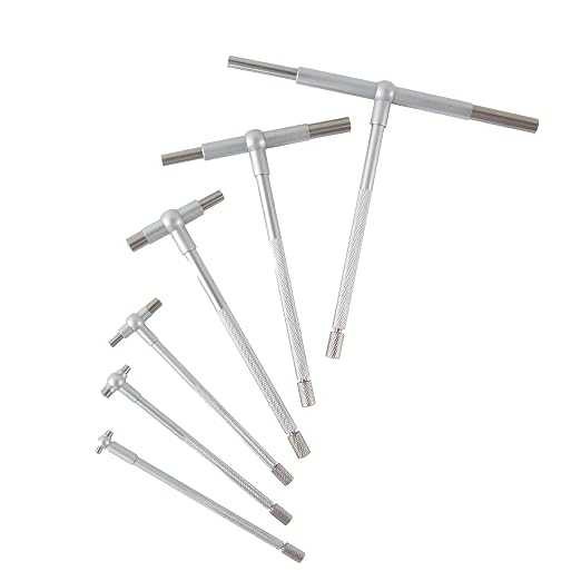 Beslands 6 Pc Telescoping Gage Set, T-Bore Hole Gauges, High Precision