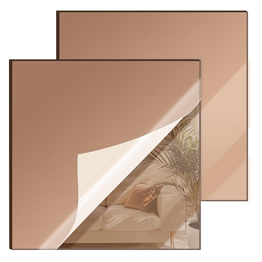 8x8 Inches Bronze Mirror Acrylic Sheet – 2 Pcs Reflective Acrylic Panel