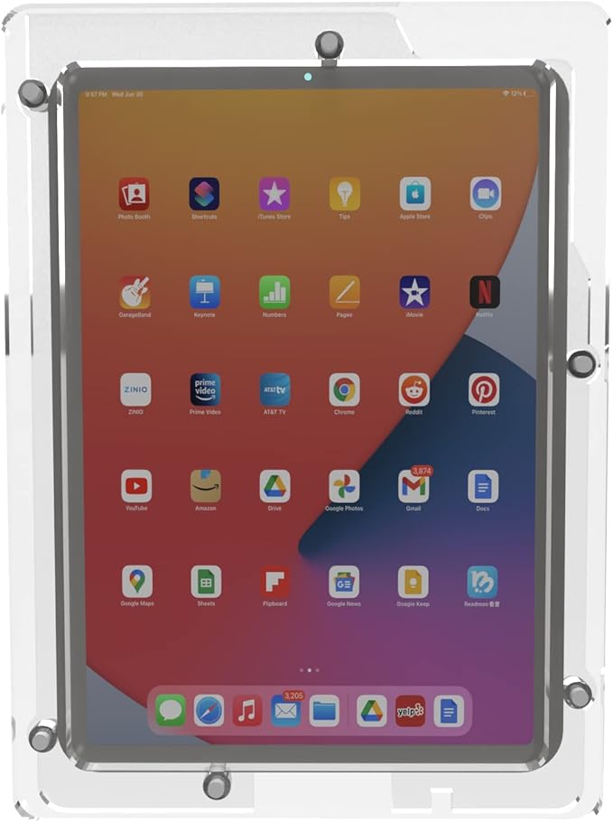 TABcare Anti-Theft Acrylic VESA Enclosure for Apple iPad Pro 11" 1st, 2nd, 3rd, 4th gen. with Free Wall Mount Kit & 90-Degree Angle USB C Cable (iPad Pro 11 1/2/3/4, Clear)