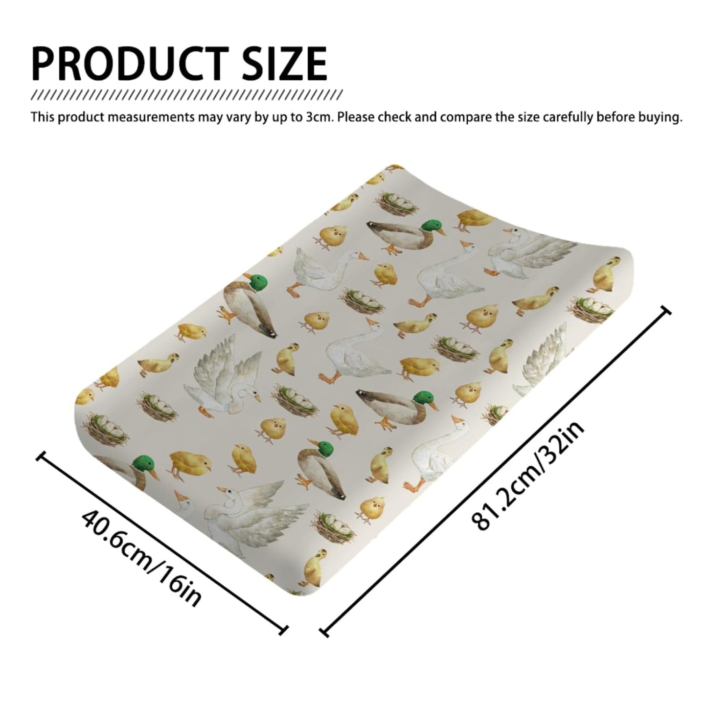 Watercolor Farm Birds Ducks Eggs Baby Changing Pad Cover Sheets for Boy Girl 32''x16'' Farm Animals Unisex Fitted Changing Table Sheets Comfort Soft Breathable Nursery Change Table Mats