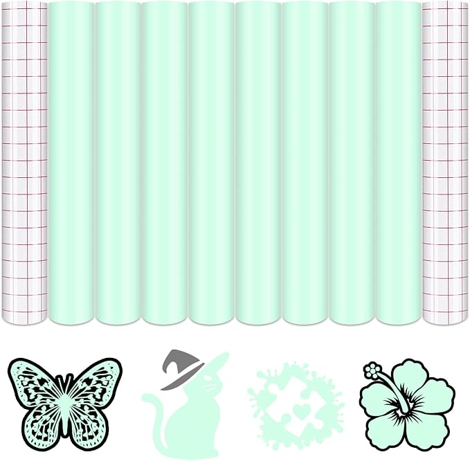 Tintnut Boho Permanent Vinyl 8 Pcs 12x10in Light Aqua Blue Adhesive Vinyl |