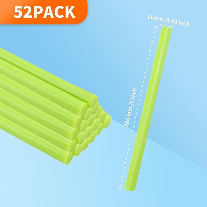 MATUFF Light Green hot Glue Sticks Full Size 0.43” Dia x 8” Long, All-Purpose