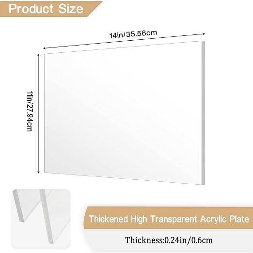 2 Pieces 1/8" Thick Acrylic Sheets, Plexiglass Sheets, Photo Frames