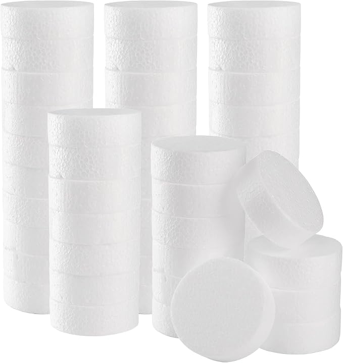 ZOOFOX 48 Pack Foam Circles for Crafts, 3 Inch Polystyrene Foam Discs, Round