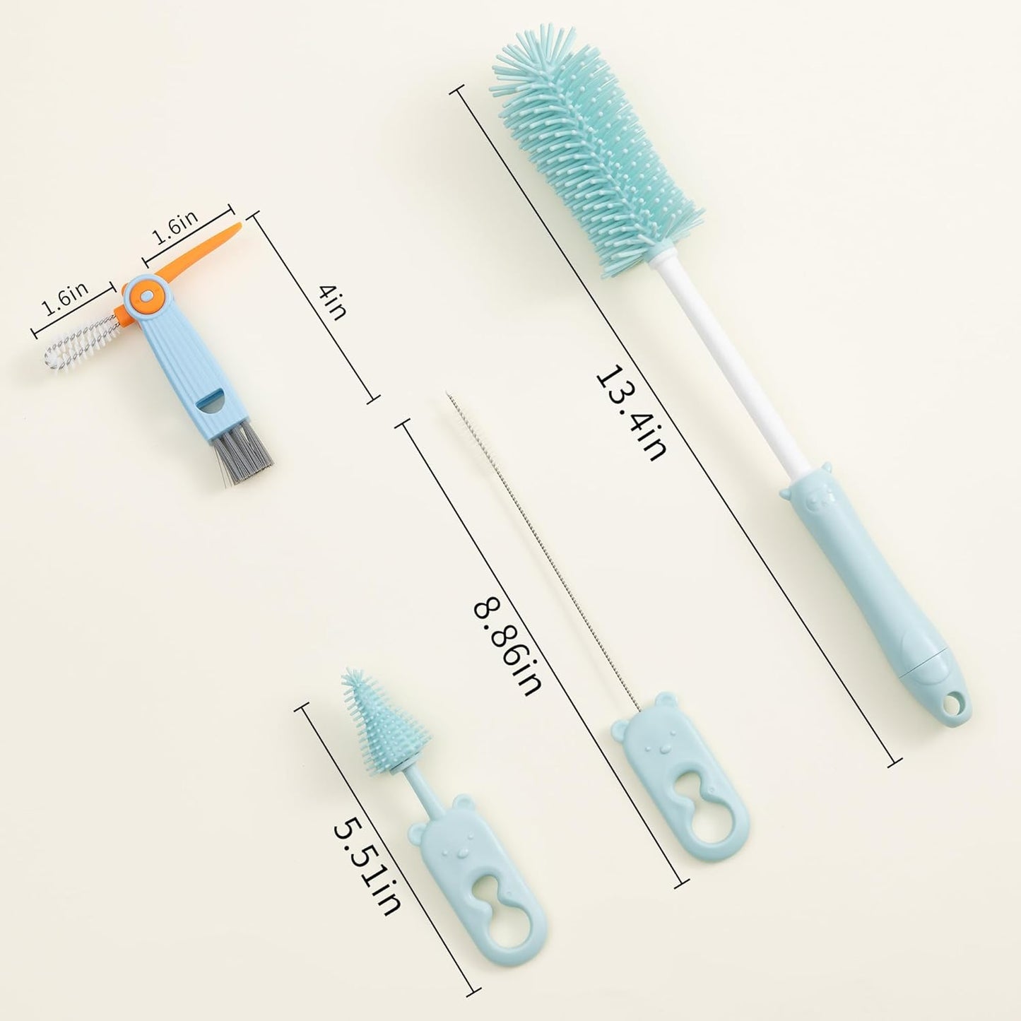 Chemimoso Silicone Bottle Cleaning Brush, 13.4in Long Handle Water Cup Bottles Cleaner for Baby Bottles, Stanley Mug, Sports Bottle, Glass Vase, with a Tiny Cup Lid Gap Cleaning Brush, z Pink