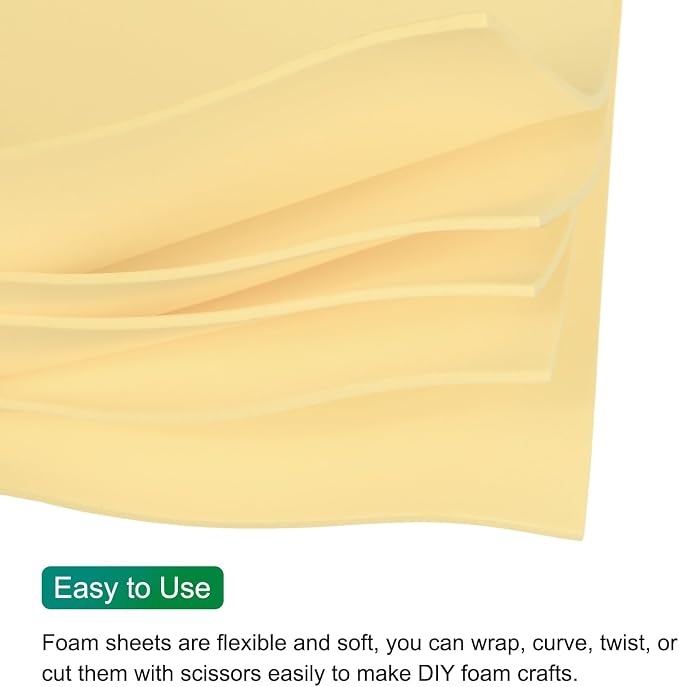 MECCANIXITY EVA Foam Sheets Light Yellow 35.4 Inch x 19.7 Inch 2mm Thick Crafts