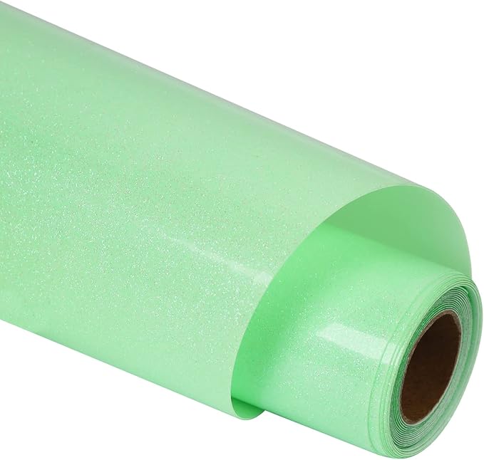 guangyintong Heat Transfer Vinyl Roll, Glow Glitter Light Green, HTV Tape