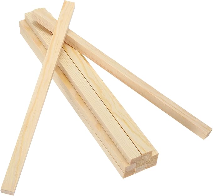 MECCANIXITY 10Pcs Wood Strips Slats, 1/4" x 3/8" x 8" Thin Wood Sticks Flat