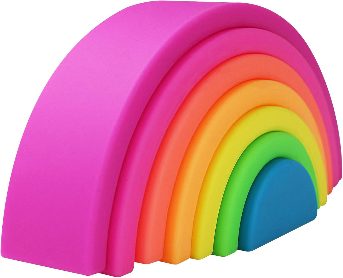 Silicone Stacking Toys for Babies, Rainbow Stacker, Montessori Nesting Blocks Soft Building Toys Large Sensory Stacking Toys for Creative Play & Learning, for Toddlers, 7CPS
