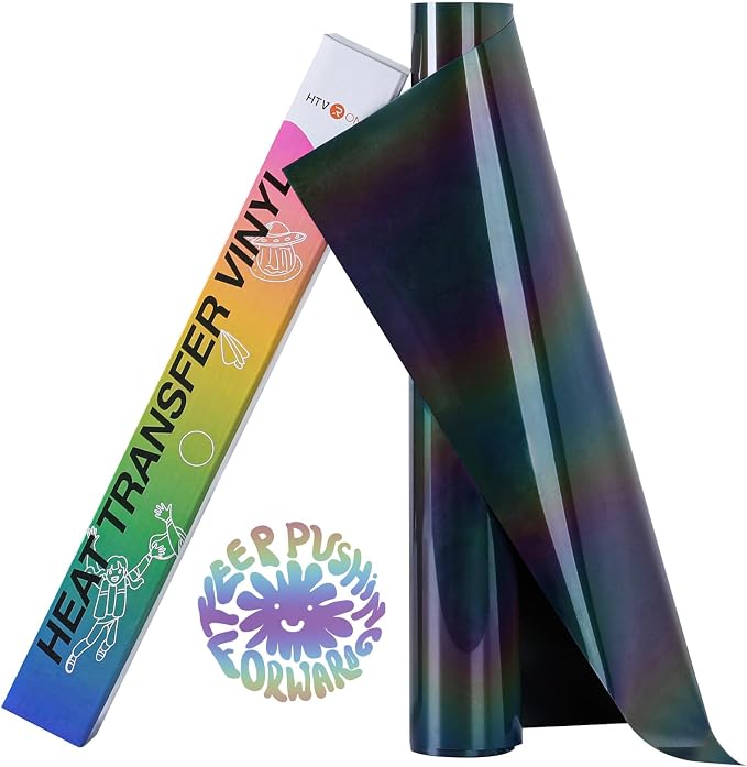 HTVRONT Reflective Rainbow HTV Heat Transfer Vinyl, Reflective HTV