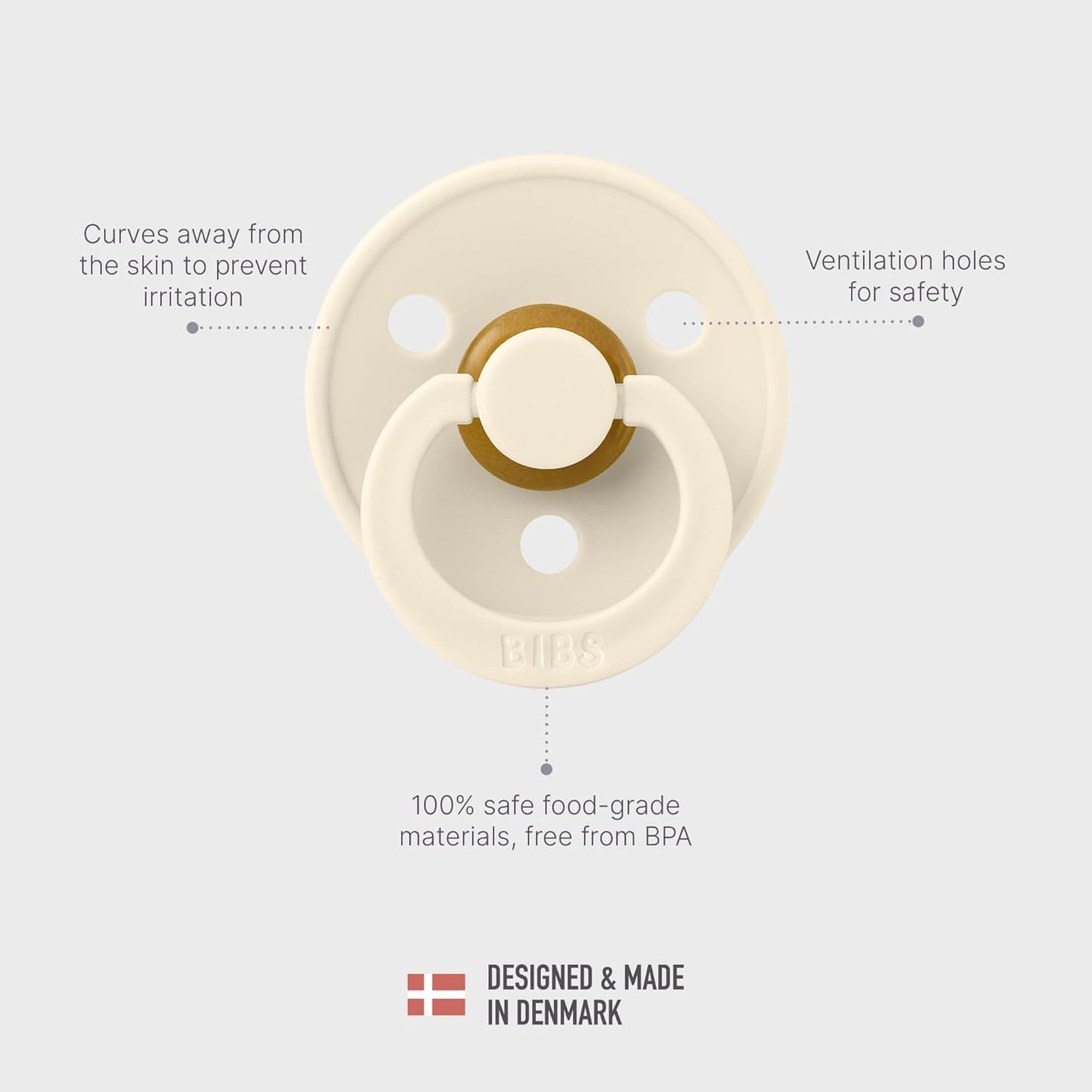 BIBS Colour Liberty Soother 2-Pack, BPA Free Dummy Pacifier, Round Nipple. Natural Rubber Latex, Made in Denmark, Size 2 (6-18 Months), Eloise Sage