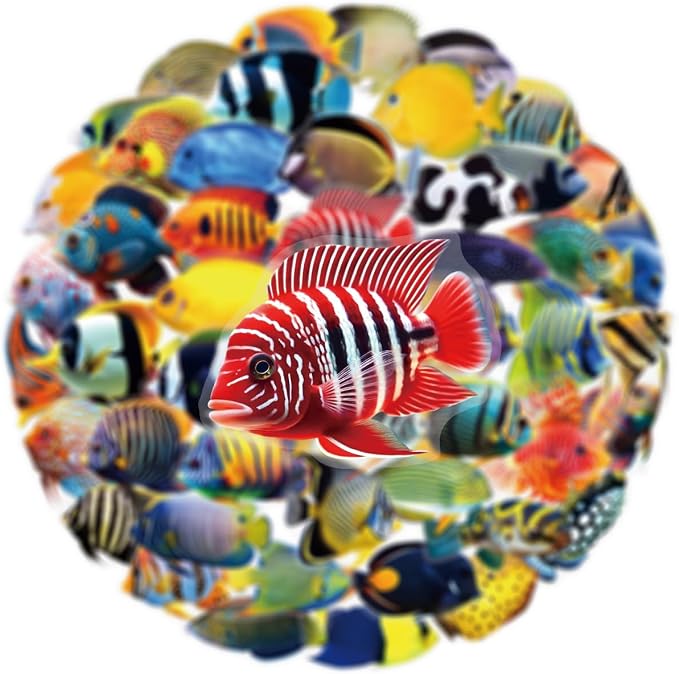 50PCS Clear Tropical Marine Life Ocean Stickers PET Fish Aesthetic Sticker