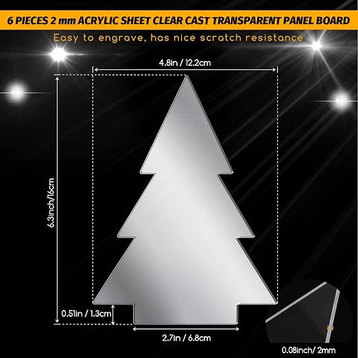 6 Pieces 2 mm Acrylic Sheet Transparent LED Film