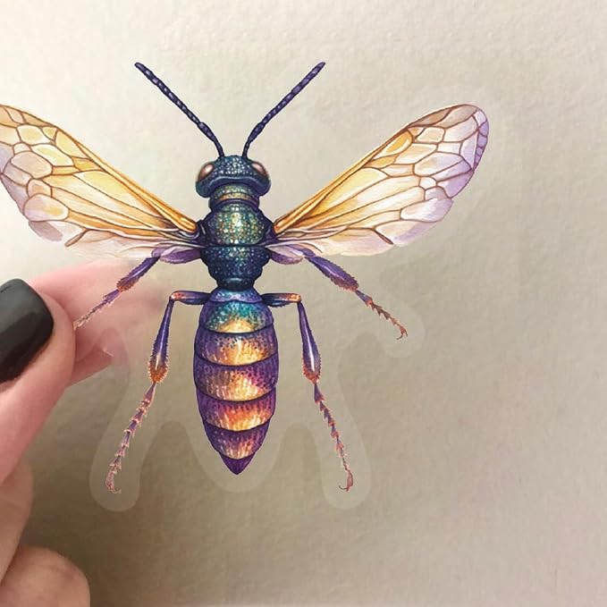 50PCS Transparent Watercolor Insect Stickers, Waterproof PET Decals, Colorful