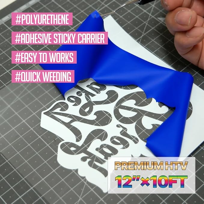 PU Heat Transfer Vinyl 12"×10ft Roll Royal Blue– HTV