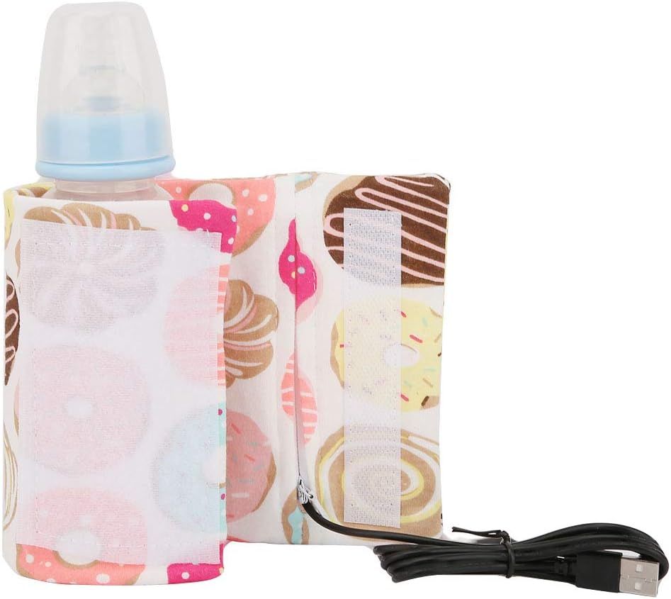 Portable Keep Bottle Warm, USB Travel Milk Heat Keeper, Baby Bottle Keep Warmer for Car Tavel, Storage Cover Insulation Thermostat(Donut, 12)