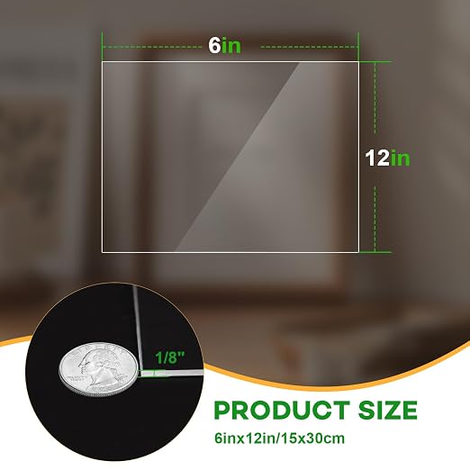 VOISEN 6 Pack Plexiglass Sheets 1/8 Inch Thick, Display Cases, Sneeze Guard