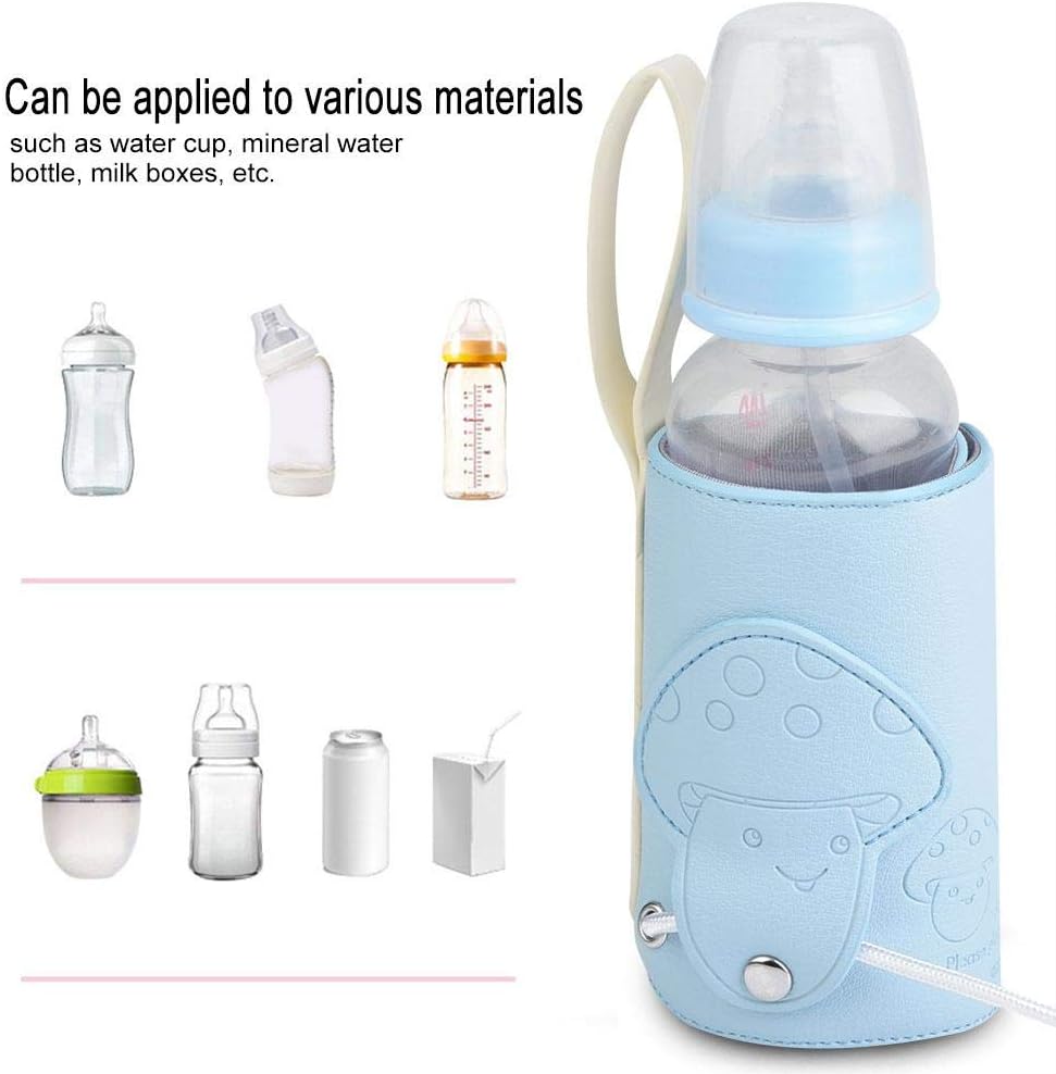 Qinlorgo Portable Bottle Warmer, 10W USB Microfiber PU, Blue