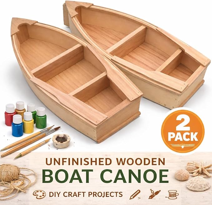 Unfinished Wooden Boat 2 Pack