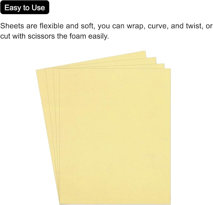 MECCANIXITY EVA Foam Sheets Light Yellow 19.7 Inch x 35.4 Inch 1mm Thick Crafts