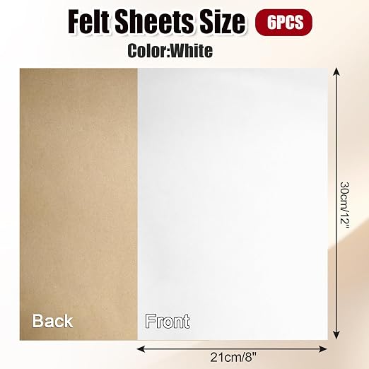 Biaungdo Self Adhesive Felt Sheets, 8 x 12 Inch | A4 Size, Felts Fabric