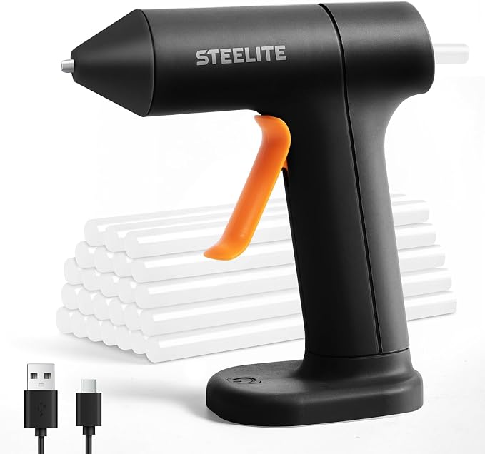 Cordless Hot Glue Gun with 10pcs Glue Sticks, 30s Fast Heating, 2000mAh