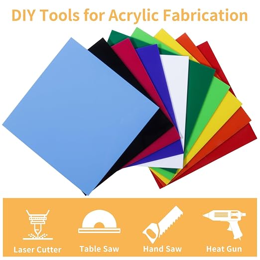 1/8 Thick 12 x 12 inch Acrylic Sheets, 10 Pack Plexiglass Sheets