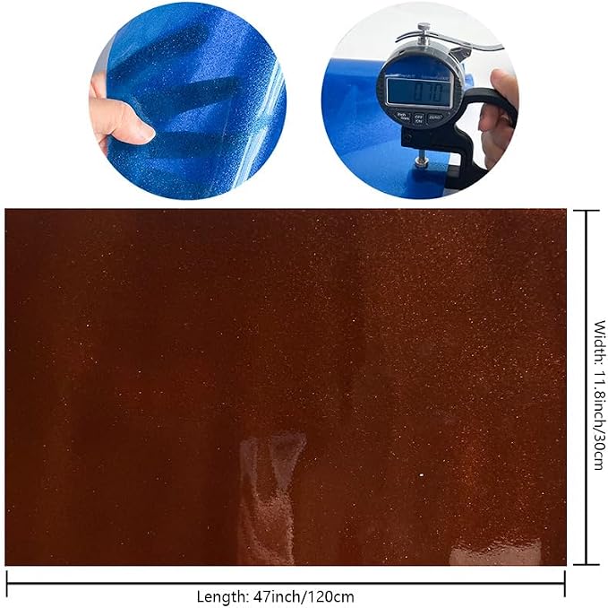 ONEART | Brown Transparent Glitter Vinyl Roll, 0.7 mm Solid Clear PVC Jelly