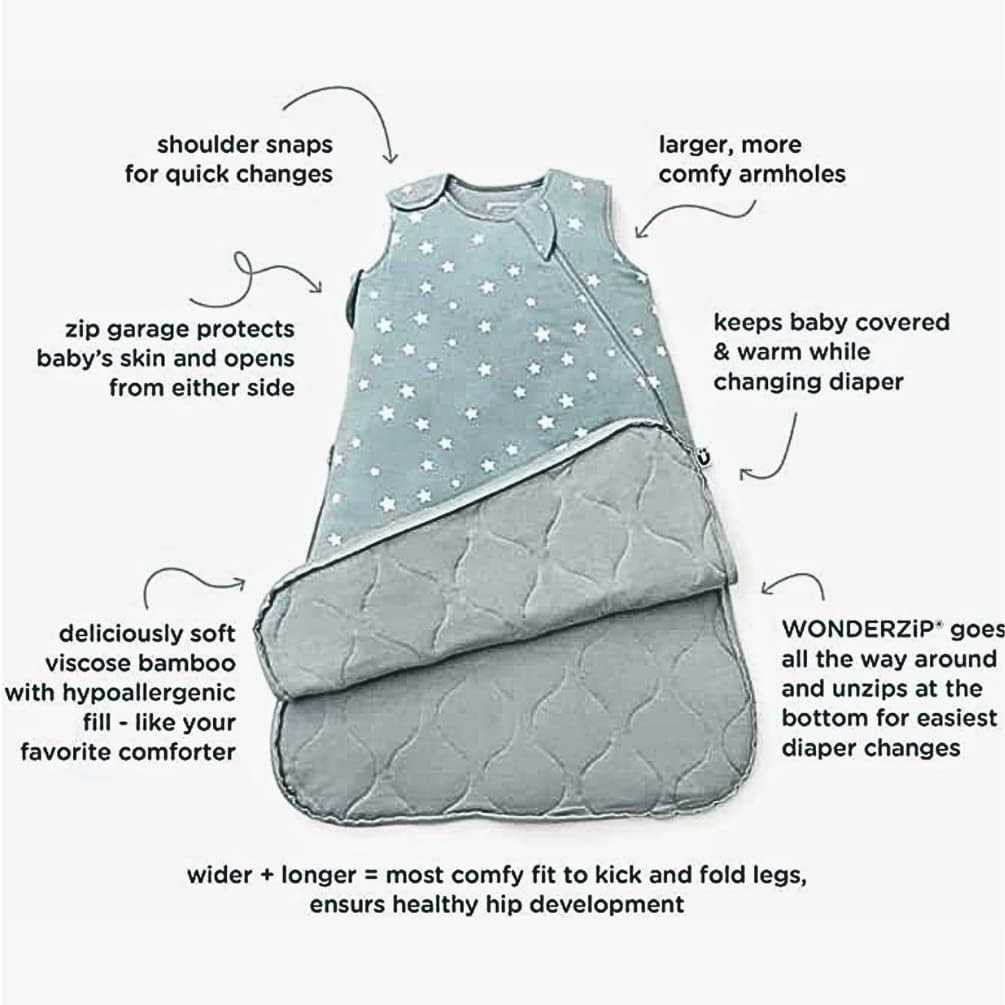GUNAMUNA günamüna Unisex Baby, Toddler Wearable Blanket, Sleeping Bag Bamboo Rayon, Sleep Sack with Diaper Zipper, 2.6 TOG