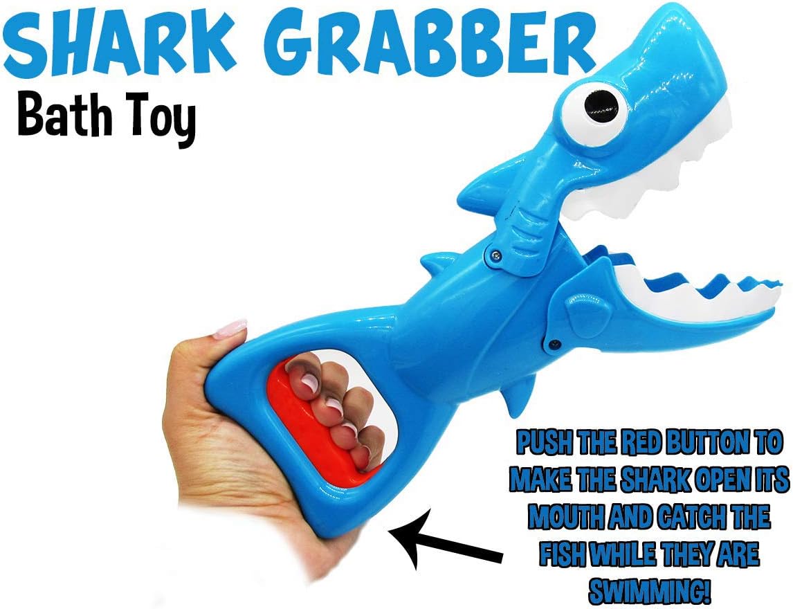 Bath Toys for Toddlers 1-3, Shark Grabber with Biting Action & 4 Toy Fish - Fun Swimming Pool & Bathtub Toys for Kids Ages 3-8, Non-Toxic Water Toys Mold-Free Bath Time Gifts for Boys & Girls