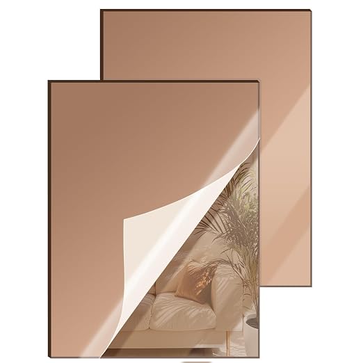 12x16 Inches Bronze Mirror Acrylic Sheet – 2 Pcs Reflective Acrylic Panel