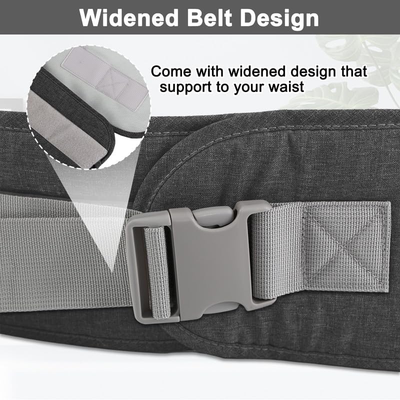 Baby Hip Carrier, Baby Carrier with Adjustable Waistband & Breathable Mesh, Ergonomic Carrier with Non-Slip Hip Seat Surface for Newborns & Toddlers, Dark Grey