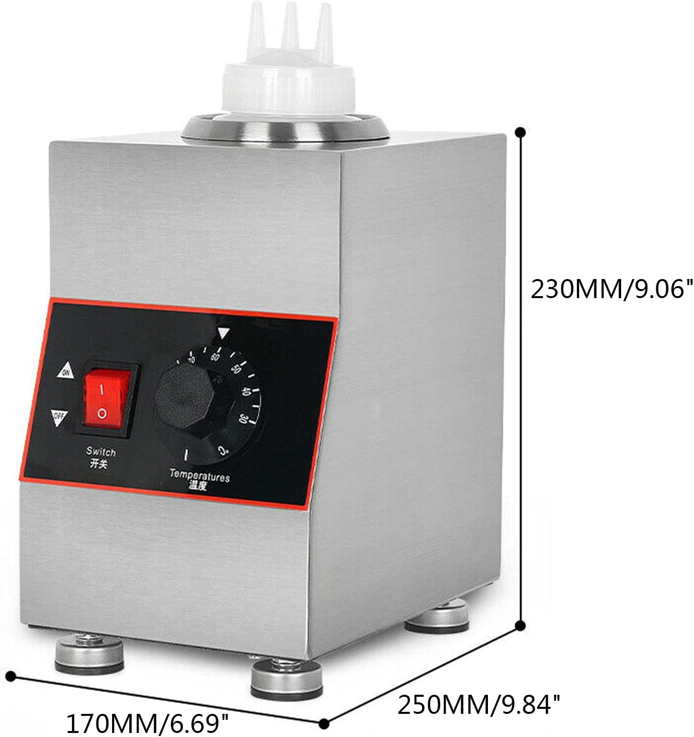 Electric Sauce Bottle Warmer Nacho Cheese Warmer with Bottle, Hot Fudge Cheese Caramel Jam Sauce Warmer 30-85℃ 110V
