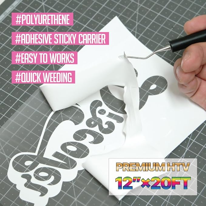 PU Heat Transfer Vinyl 12"×20ft Roll White – HTV