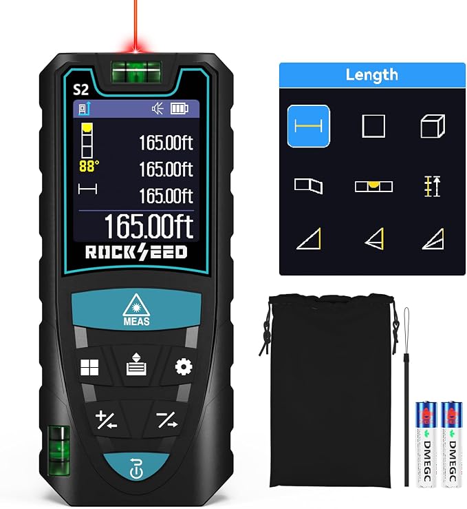 Laser Measuring Tool 165ft, RockSeed S2C Red Beam Laser Measure