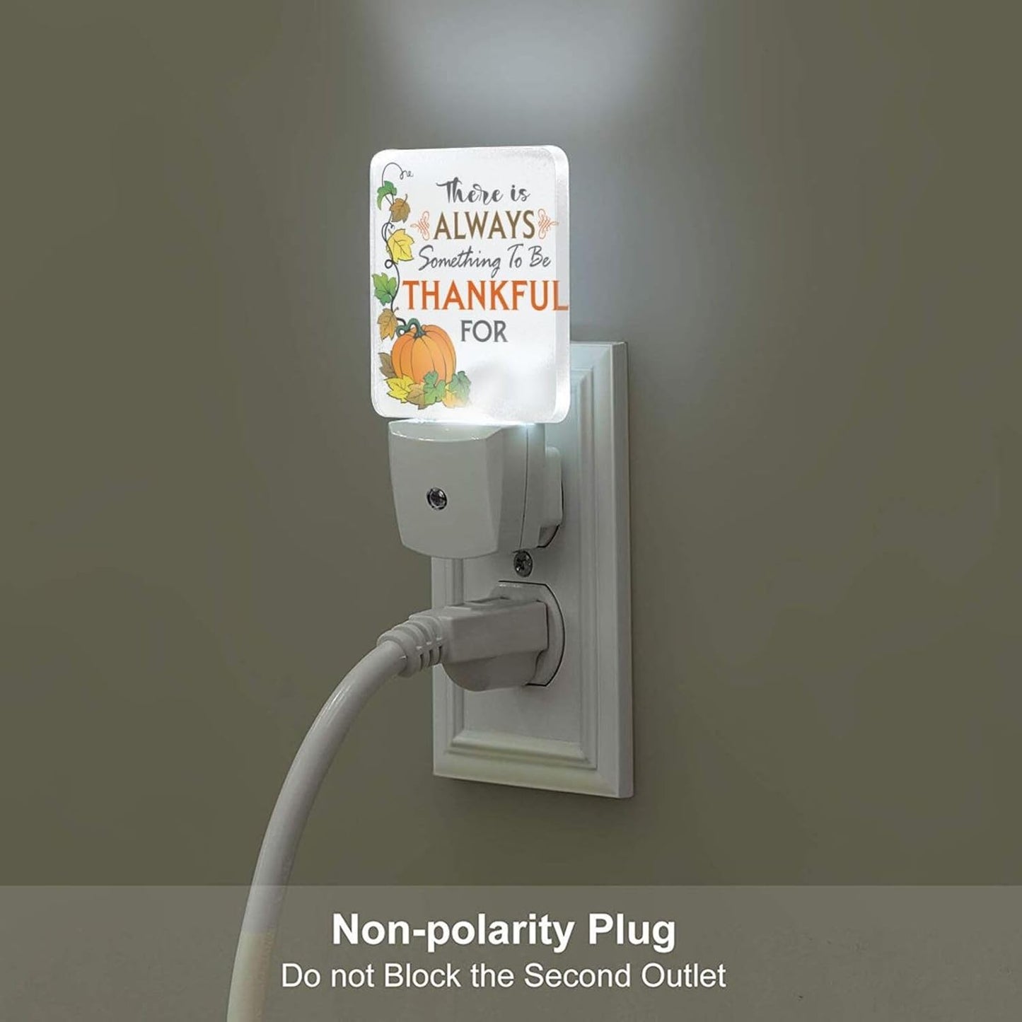 Be Thankful Night Light,Plug Into Wall for Boys Girls Bedroom Decorative Square Night Light Lamp 0.5w Sleep Friendly