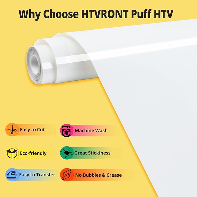 HTVRONT Puff Vinyl Heat Transfer, Puff Iron on Vinyl