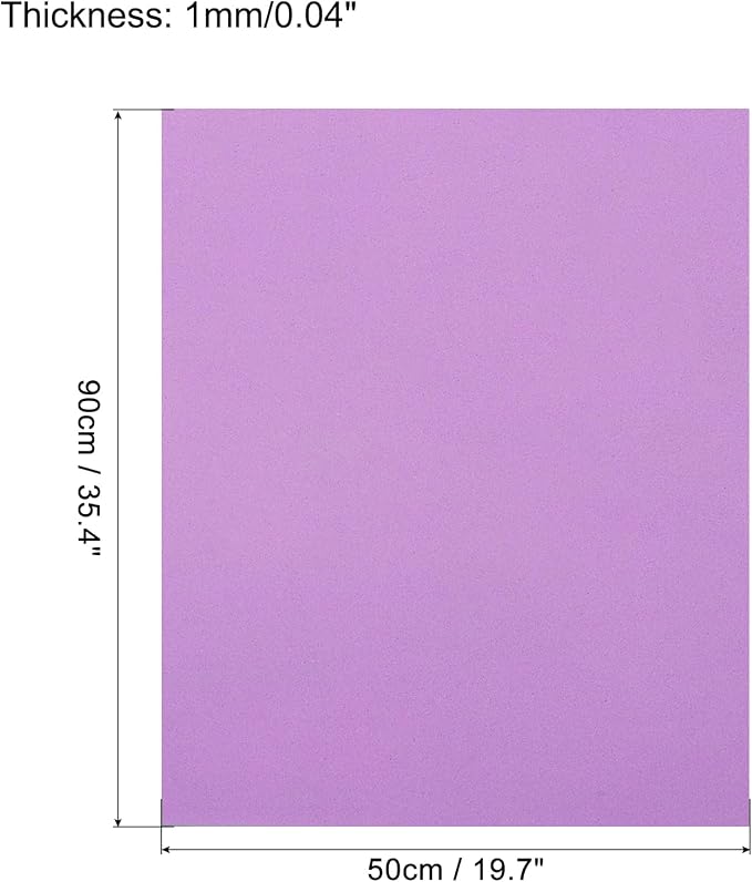MECCANIXITY EVA Foam Sheets Light Purple 19.7 Inch x 35.4 Inch 1mm Thick Crafts