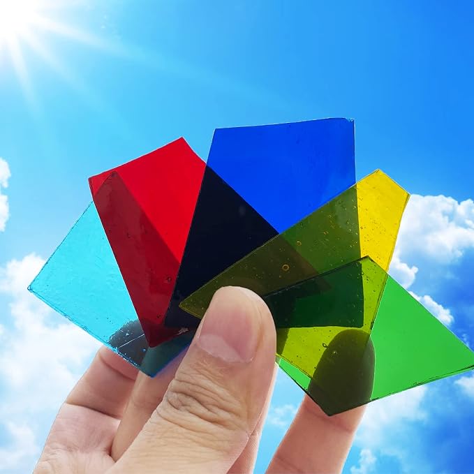 Colorful Stained Glass Scraps, Transparent Glass Mosaic Tiles