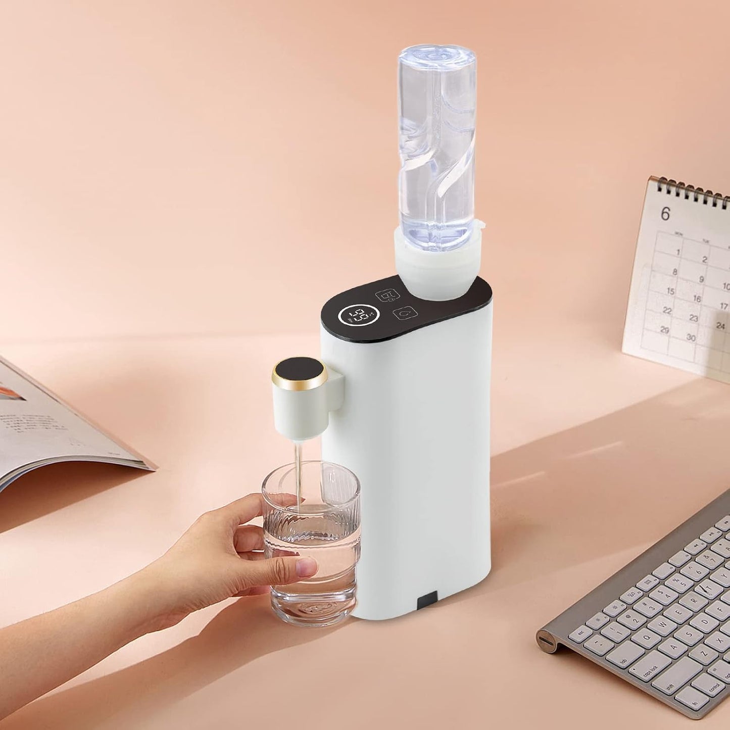 Mini Instant Hot Water Dispenser, Baby Bottle Warmer Formula Dispenser, Mineral/Bottled Water Dispenser, 5 Temperatures Choices, 1500W Portable Water Warmer for Office, Travel, Hotel (Single Machine)