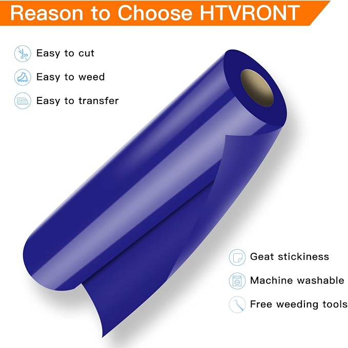 HTVRONT Heat Transfer Vinyl Blue HTV Vinyl Rolls