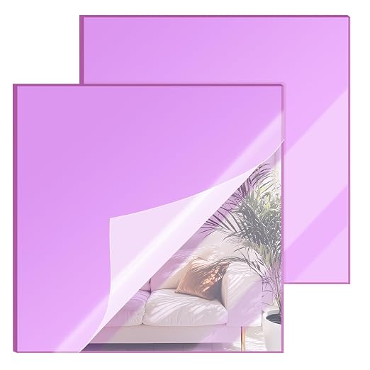 8x8 Inches Purple Mirror Acrylic Sheet – 2 Pcs Reflective Acrylic Panel
