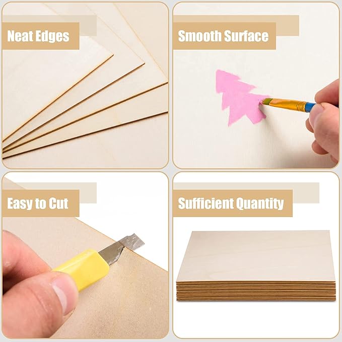 12 Pack 12 x 12 x 1/16 Inch-2 mm Thick Basswood Sheets